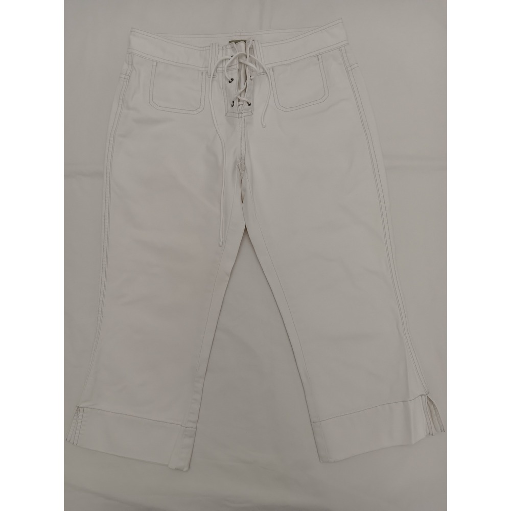 American Eagle Outfitters Womens White‎ Lace Up Capri Pants Size 2
